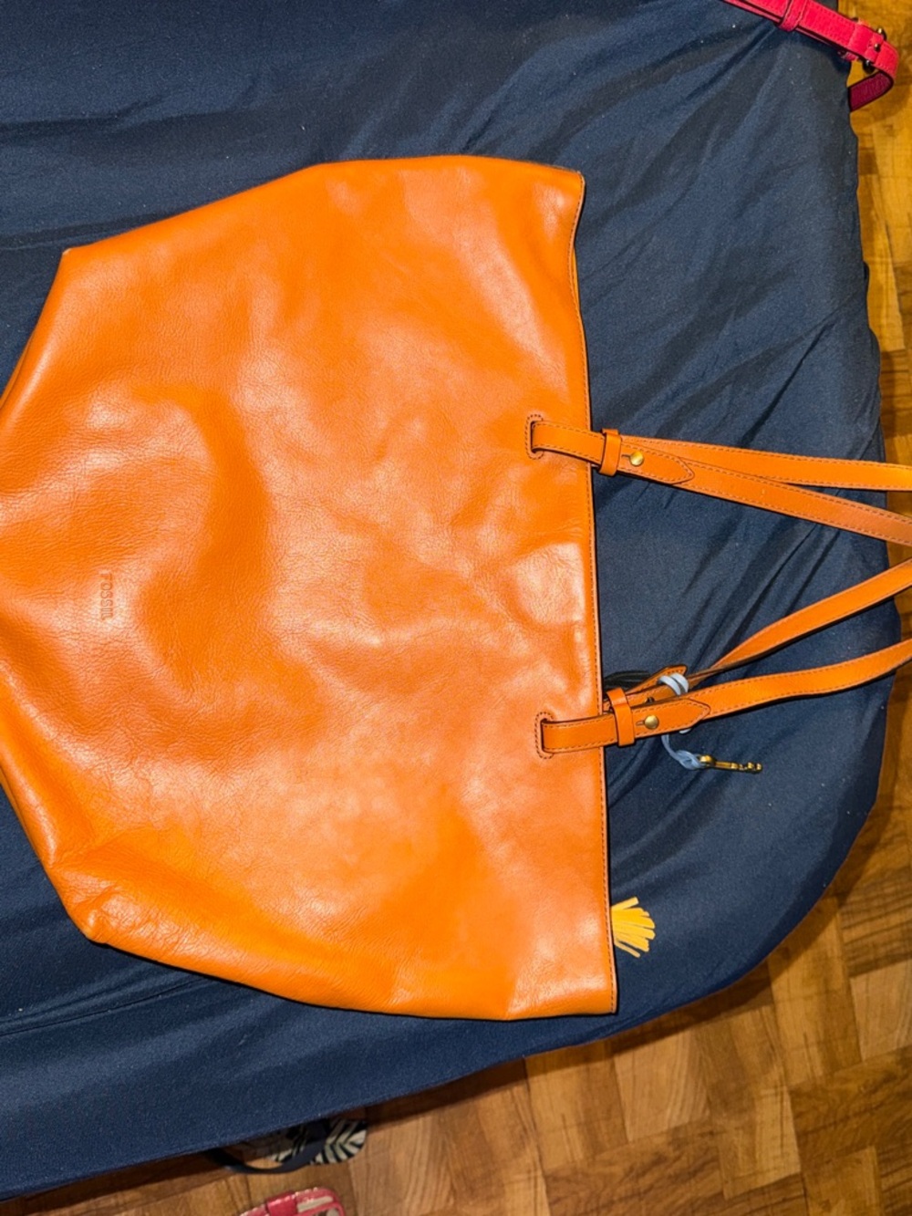 Orange Leather Tote Bag - Sleek Everyday Carry